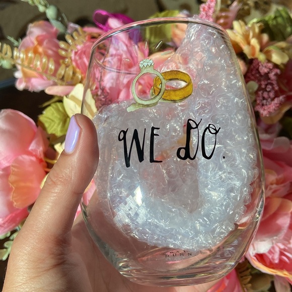 Rae Dunn set of two wedding wine glasses - Picture 2 of 5